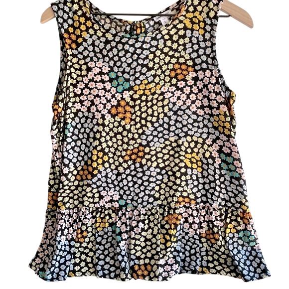 Tribal Tops - TRIBAL JEANS Tank Top Women's S Floral Black Sleeveless Blouse Peplum Feminine
